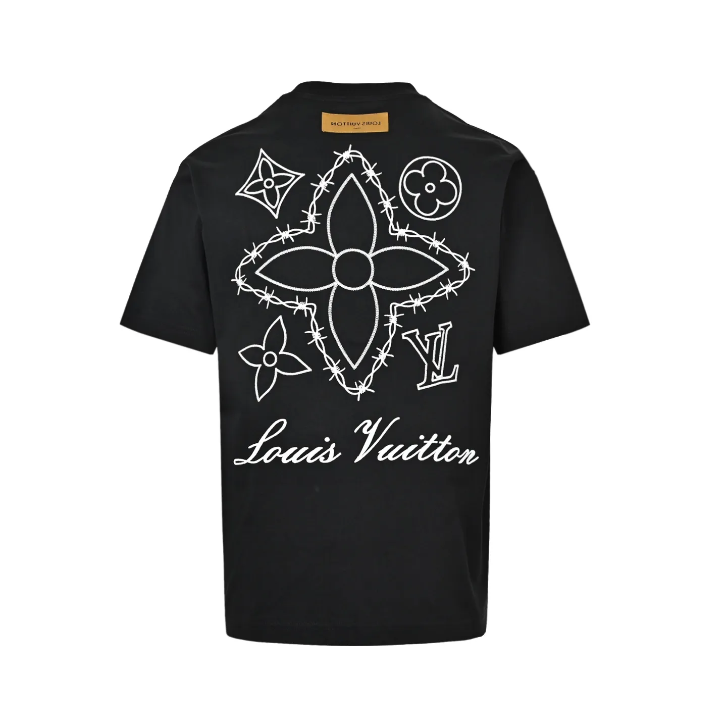 Louis Vuitton/Louis Vuitton four-leaf clover old flower embroidery round neck short sleeves